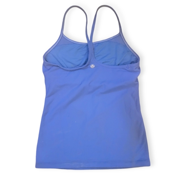 LULULEMON - Blue Racer Back Spaghetti Strap Tank Top With Built In Bra Size 4 - Picture 2 of 3